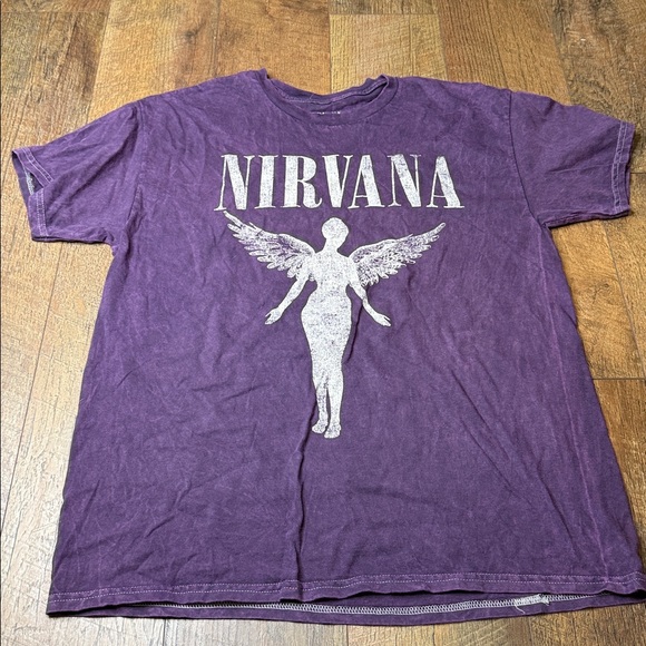 Nirvana in Utero washed dye Distressed Band Tee purple large - Picture 2 of 8